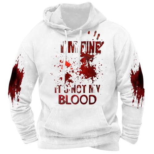 I'm Ok It's Not My Blood Sweatshirt Herren Sarcastic Halloween Humor Langarm Pullover Hoodie Soft Printed Shirt Herren Kapuzenpullover von Generic