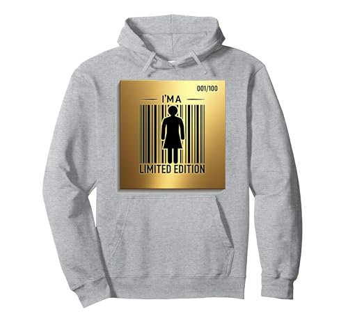 I'm a Limited Edition Barcode Woman Wandkunst Pullover Hoodie, Unisex für Erwachsene, Grau Meliert, L von Generic