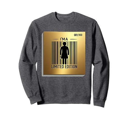 I'm a Limited Edition Barcode Woman Wandkunst Sweatshirt, Unisex für Erwachsene, Anthrazit Meliert, L von Generic