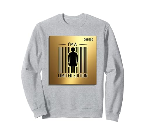 I'm a Limited Edition Barcode Woman Wandkunst Sweatshirt, Unisex für Erwachsene, Grau Meliert, S von Generic