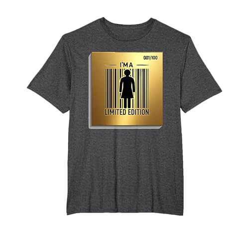 I'm a Limited Edition Barcode Woman Wandkunst T-Shirt, Herren Große Größen, Anthrazit Meliert, 6X Tall von Generic