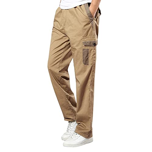 IFOUNDYOU Cargo Arbeitshose Men 's solide Summer Casual alle Spiel Hosen modische gewebte Lange Cargohose mit Taschen Latzhose Hosen Herren Cargohosen Stretch Arbeitshose Jogginghose Jeansoptik von Generic