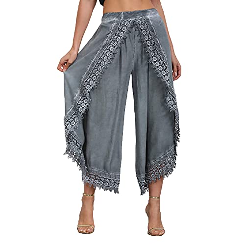 IFOUNDYOU Damen Leinenhose Lang Sommerhosen Kargo Hosen Frauen Jogginghose Festliche Hosen Elegant Sporthose Fitness Schwitzen Yogahose Weites Bein 3/4 LäNge Leggings Kurz Radler Hose Damen von Generic