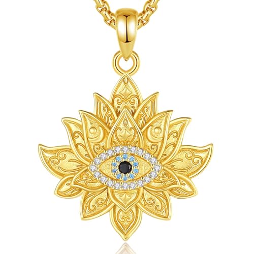 INFUSEU Mandala Teufelsauge 925 Sterling Silber Goldener Anhänger Bösem Blick Griechischer Schmuck Blauem Nazar Hamsa Talisman Schutzamulett Abwehr Des Bösen Geschenk für Frauen INFUSEU Mandala Teufelsauge 925 Sterling Silber Goldener Anhänger Bösem Blick Griechischer Schmuck Blauem Nazar Hamsa Talisman Schutzamulett Abwehr Des Bösen Geschenk für Frauen von INFUSEU
