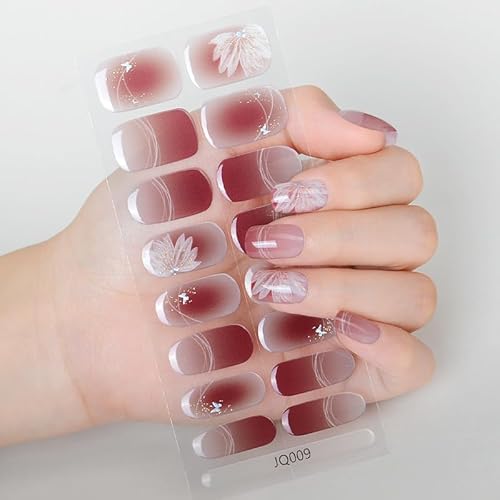 INTEROOKIE halbgebackener UV-Gel-Patch, Phototherapie-Nagelpflege-Aufkleber, wasserdicht und langlebig, halbhärtender 16-Finger-Nagelaufkleber (JQ009) von Generic