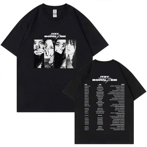 ITZY T-shirt BORN to BE Tour YEJI LIA RYUJIN CHAERYEONG YUNA Unterstützung T-shirt Unisex(Color:Black,Size:XL) von Generic