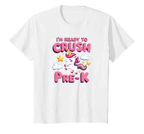 Ich Bin bereit, das Pre-K Unicorn Adventure zu vernichten T-Shirt, Kinder, Weiß, 128 von Generic