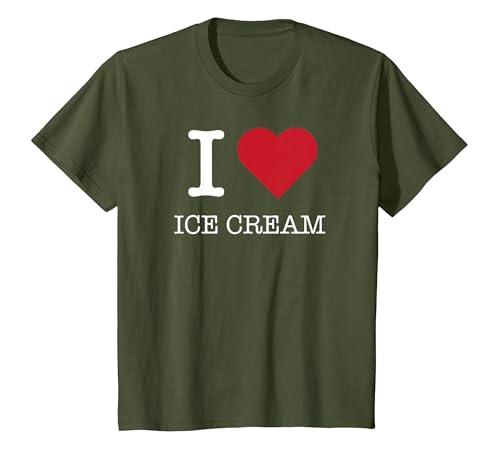 Ich Liebe Eiscreme, ich Liebe Eiscreme T-Shirt, Kinder, Olivgrün, 104 von Generic