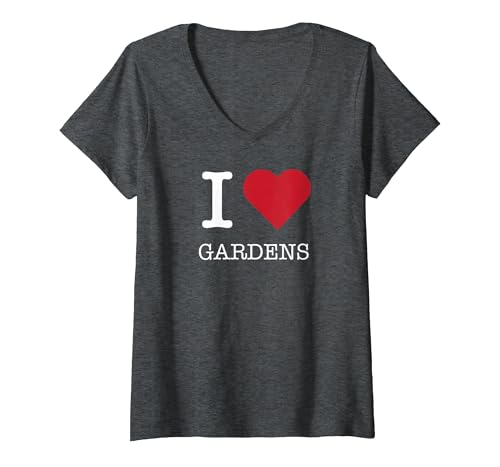 Ich Liebe Gärten, ich Liebe Gärten T-Shirt mit V-Ausschnitt, Damen, Anthrazit Meliert, XXL von Generic