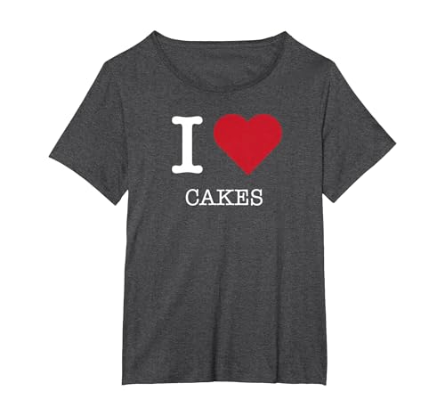 Ich Liebe Kuchen, ich Liebe Kuchen T-Shirt, Damen Große Größen, Anthrazit Meliert, 4X von Generic