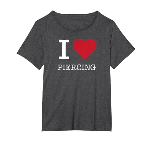 Ich Liebe Piercing, Ich Liebe Piercing T-Shirt, Damen Große Größen, Anthrazit Meliert, 2X von Generic