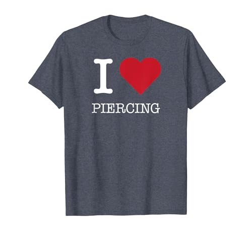 Ich Liebe Piercing, Ich Liebe Piercing T-Shirt, Herren, Blau Meliert, 3XL von Generic