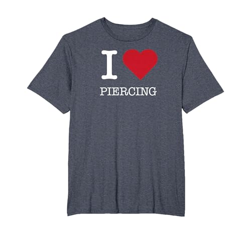 Ich Liebe Piercing, Ich Liebe Piercing T-Shirt, Herren Große Größen, Blau Meliert, 2X Tall von Generic