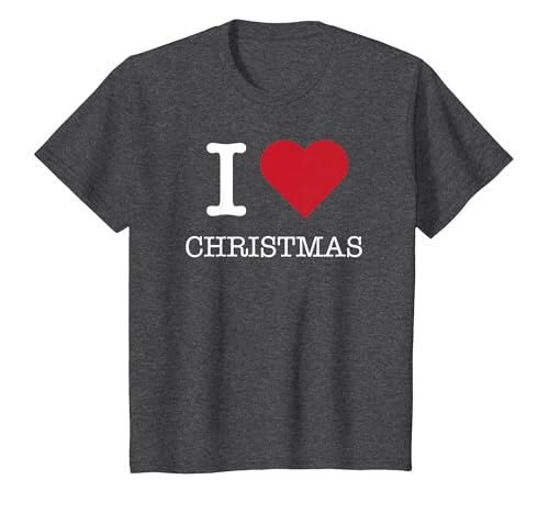 Ich Liebe Weihnachten, ich Liebe Weihnachten T-Shirt, Kinder, Anthrazit Meliert, 140 von Generic