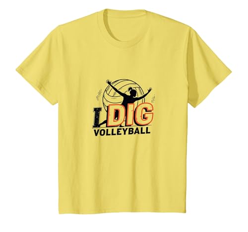 Ich mag Volleyball: Energetische Spieler-Silhouette T-Shirt, Kinder, Gelb, 92 von Generic