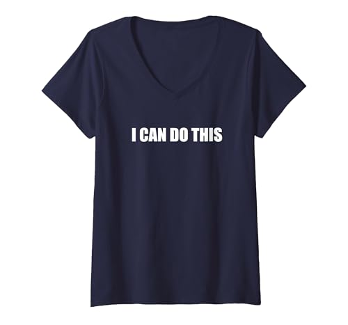 Ich schaffe das T-Shirt mit V-Ausschnitt, Damen, Marineblau, XXL von Generic