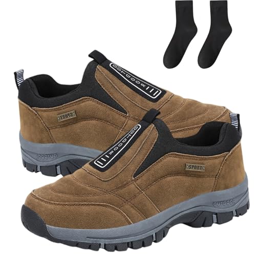 Ideacloth Schuhe for Damen oder Herren, orthopädische Slipper, Wanderschuhe mit breiter Zehenpartie, atmungsaktive, wasserdichte Komfort-Sneaker mit Rutschfester Sohle(Brown,6.5 Wide) von Generic