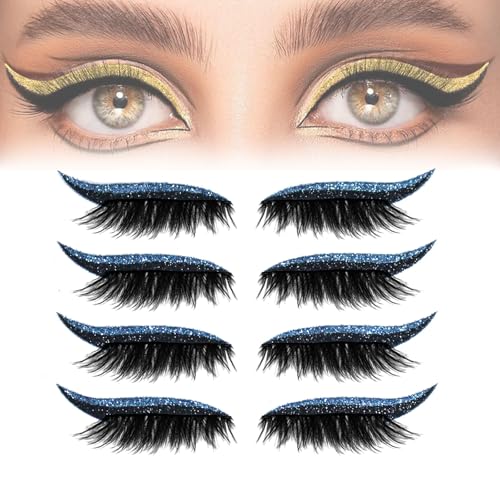 IlidsEyelashes, 2025 New Lashes with Eyeshadow, Lazy Eye Shadow Eyelash Patch, 4 Pairs Reusable Eyeshadow, Natural Waterproof, Easy to Use, For Effortless Glam (Blue) von Generic