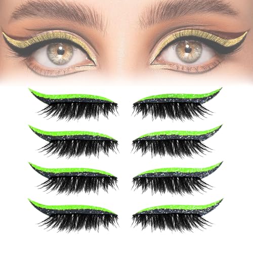 IlidsEyelashes, 2025 New Lashes with Eyeshadow, Lazy Eye Shadow Eyelash Patch, 4 Pairs Reusable Eyeshadow, Natural Waterproof, Easy to Use, For Effortless Glam (Fluorescent) von Generic