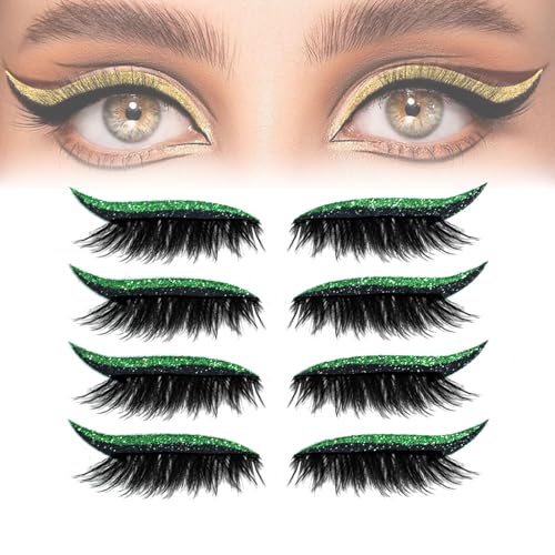IlidsEyelashes, 2025 New Lashes with Eyeshadow, Lazy Eye Shadow Eyelash Patch, 4 Pairs Reusable Eyeshadow, Natural Waterproof, Easy to Use, For Effortless Glam (Green) von Generic