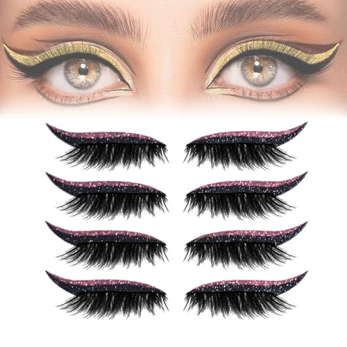 IlidsEyelashes, 2025 New Lashes with Eyeshadow, Lazy Eye Shadow Eyelash Patch, 4 Pairs Reusable Eyeshadow, Natural Waterproof, Easy to Use, For Effortless Glam (Pink) von Generic