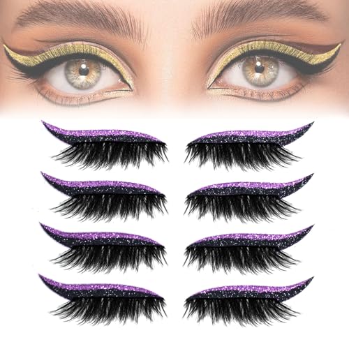 IlidsEyelashes, 2025 New Lashes with Eyeshadow, Lazy Eye Shadow Eyelash Patch, 4 Pairs Reusable Eyeshadow, Natural Waterproof, Easy to Use, For Effortless Glam (Purple) von Generic