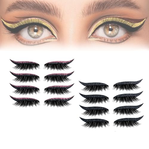 Ilidss Eyelashes, 2025 New Lashes with Eyeshadow, Lazy Eye Shadow Eyelash Patch, 4 Pairs Reusable Eyeshadow, Natural Waterproof, Easy to Use, For Effortless Glam (2PCS-A) von Generic