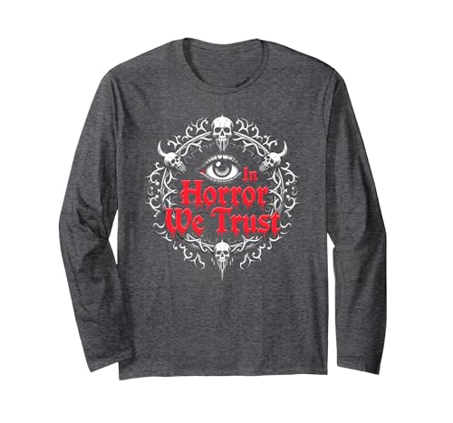 In Horror We Trust Spooky Skull Eye Gothic Men Macabre Langarmshirt, Unisex für Erwachsene, Anthrazit Meliert, XXL In Horror We Trust Spooky Skull Eye Gothic Men Macabre Langarmshirt, Unisex für Erwachsene, Anthrazit Meliert, XXL von Generic