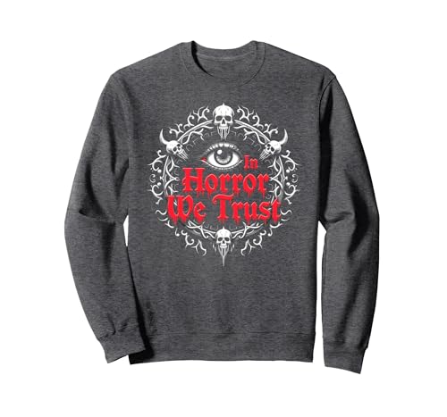 In Horror We Trust Spooky Skull Eye Gothic Men Macabre Sweatshirt, Unisex für Erwachsene, Anthrazit Meliert, M von Generic