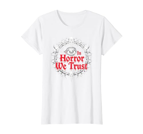 In Horror We Trust Spooky Skull Eye Gothic Men Macabre T-Shirt, Damen, Weiß, XS In Horror We Trust Spooky Skull Eye Gothic Men Macabre T-Shirt, Damen, Weiß, XS von Generic