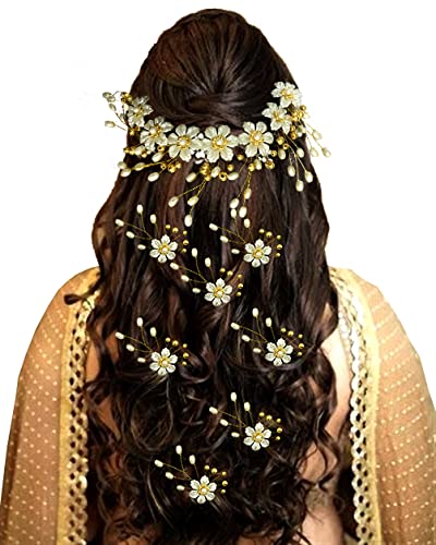 Indian Collectible Haarnadel, indische Haarnadel, Perlen, für Damen, Brautschmuck, goldfarben – (Combo – 2209/2212) von Generic