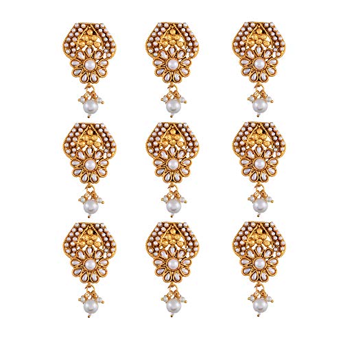 Indian Collectible Haarschmuck mit indischem Glitzer, Choti Jadai Billai, indische Haarnadel, Haarschmuck, Haarschmuck mit Haken, Hochzeit, Brautschmuck für Damen, 9 Stück von Generic