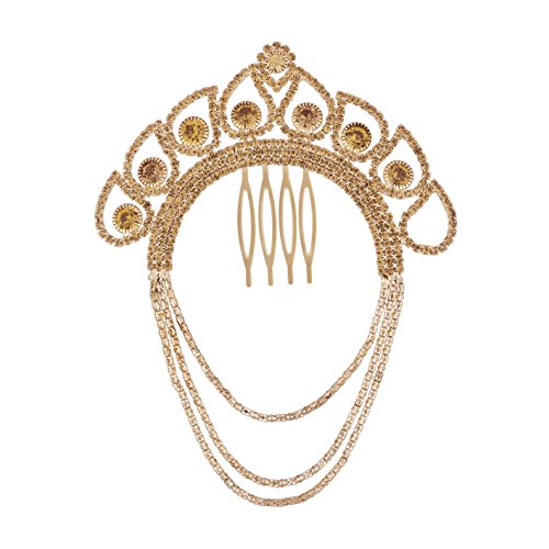 Indian Collectible Indischer Haarschmuck mit Nieten, einzelne Choti Jadai Billai, Jooda-Pin, indische Haarnadel, Haardekoration, Haar-Brosche mit Haken, Hochzeit, Brautschmuck für Damen und Mädchen, 1 von Generic