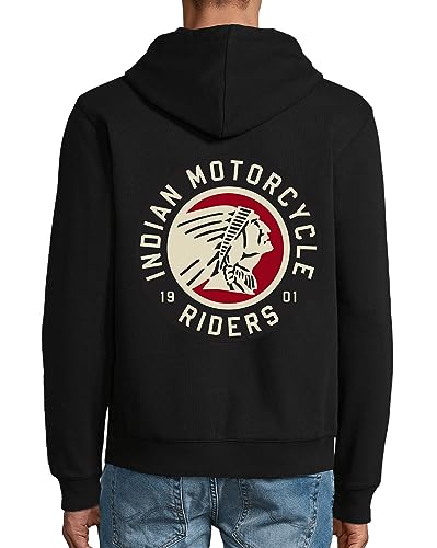 Indian Motorcycle Riders 1901 Kapuzenjacke aus Baumwollmischung mit Reißverschluss, Sweatshirt, Kapuzenpullover Schwarz X-Large von Generic