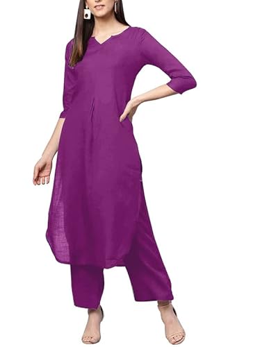 Indische Damen-Anzughose aus Baumwolle, Einheitsgröße, Beige, violett, 70 von Generic