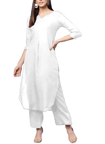 Indische Damen-Anzughose aus Baumwolle, Einheitsgröße, Beige, weiß, 70 von Generic