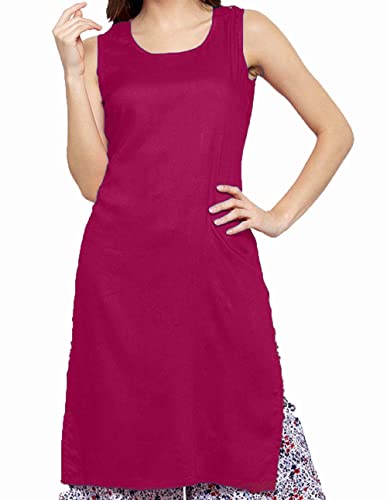 Indische Kurtis Kurti-Tunika, kurz, traditionelles Kurta-Design, Mädchen, Viskose, traditionelles Kleid, Partykleidung, lässiges ärmelloses Oberteil, Farbe: Rosa, 1 Stück, rose, 60 von Generic