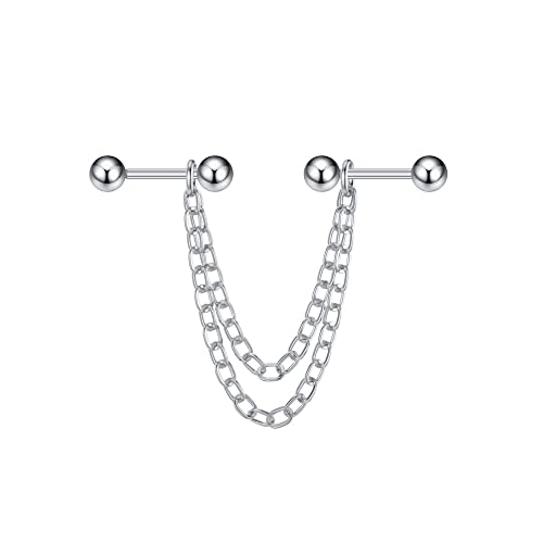 Industrielle Ohrringe aus Edelstahl 16G mit Kette Dangle Industrial Piercing Bar Knorpel Helix Piercing Industrial Barbell Nützlich und professionell von Generic