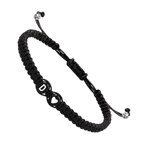Initial Herz Armbänder, geflochtene Anfangsarmbänder für Herren,Armbänder für Paare mit Herzmotiv - 26 Buchstaben verstellbares Herren Erstes Armband, geflochtenes Kordelarmband Handgefertigt für Jon von Generic