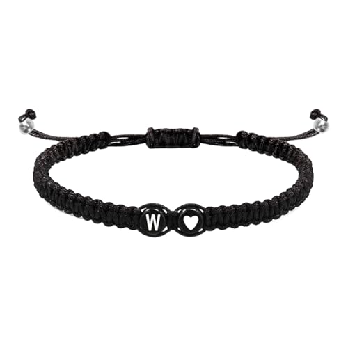 Initial Herz Armbänder, geflochtene Anfangsarmbänder für Herren,Armbänder für Paare mit Herzmotiv - 26 Buchstaben verstellbares Herren Erstes Armband, geflochtenes Kordelarmband Handgefertigt für Jon von Generic