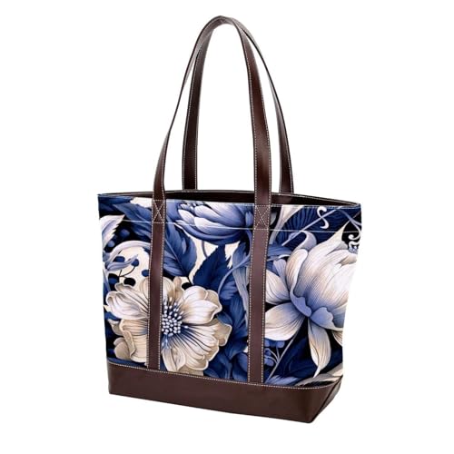 Ink Plants-1475 modische Damen-Umhängetasche, aus gewaschenem, strapazierfähigem Leder, mit Tragegriff oben, mit Taschen, Reißverschluss, Mehrfarbig 02, 33.8x12x31cm/13.3x4.7x12.2 in von Generic