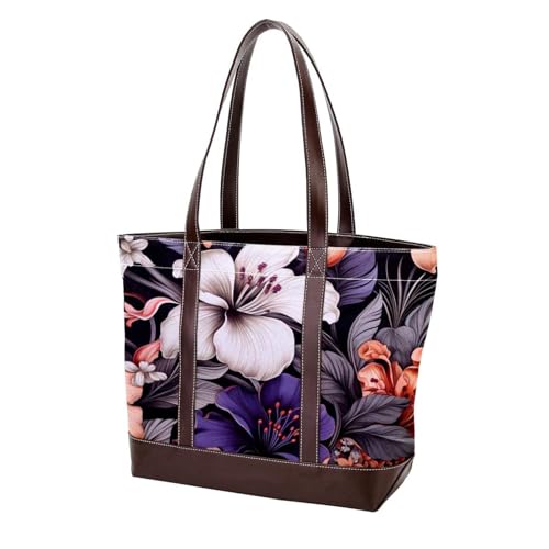 Ink Plants-1508 modische Damen-Umhängetasche, aus gewaschenem, strapazierfähigem Leder, mit Tragegriff oben, mit Taschen und Reißverschluss, Mehrfarbig 05, 33.8x12x31cm/13.3x4.7x12.2 in von Generic