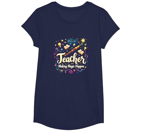 Inspirierendes Geschenk für Lehrer, die Magie Machen T-Shirt, Girls, Marineblau, XS von Generic