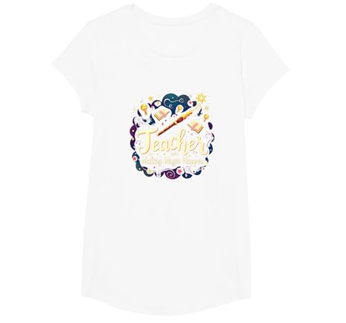 Inspirierendes Geschenk für Lehrer, die Magie Machen T-Shirt, Girls, Weiß, XS von Generic