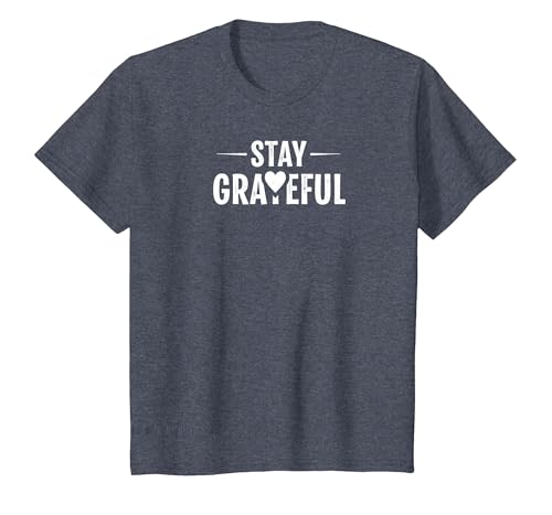 Inspirierendes Zitat "Stay Grateful" T-Shirt, Kinder, Blau Meliert, 92 von Generic