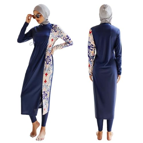 Islamischer 3tlg Badeanzug Ganzkörper - Blickdicht Langarm Burkini + Schwimmhose + Hijab - UV-Schutz Formbeständig Damen 2025 von Generic