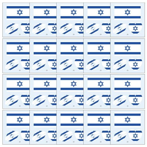 Israel Patriotische Aufkleber Fake Tattoos 20 Stück Nationalflagge Temporäre Tattoos Aufkleber für Gesicht Arm Körper Dekor von Generic