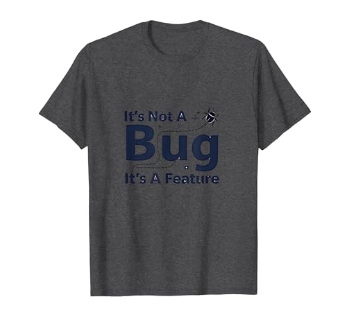 It's Not A Bug It's A Feature - Programmierer Humor T-Shirt, Herren, Anthrazit Meliert, 4XL von Generic