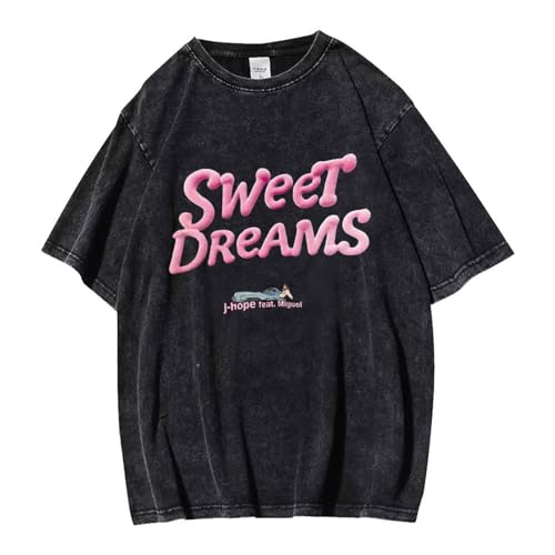 J-Hope SWEETDREAM T-Shirts JHOPE New Song Support Gewaschene T-Shirts for Frauen Mädchen(Black-2,L) von Generic