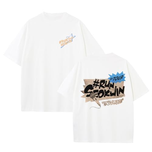 JIN RUNSEOKJIN_EP.Tour T-Shirt World Wind Hand Some 2025 Grafik Täglich Unisex Baumwollshirt(White,XL) von Generic